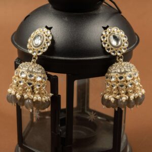 Meenakari jhumka grey