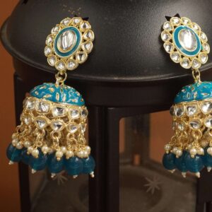 Meenakari jhumka deep sky blue colour