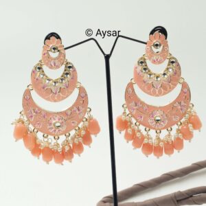 Meenakari Bali earrings peach