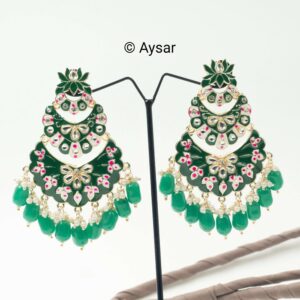 Meenakari Bali earrings dark green