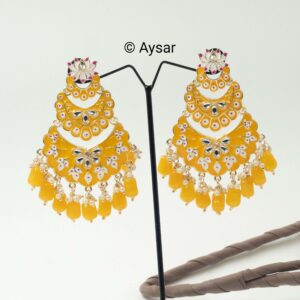 Meenakari Bali earrings yellow haldi