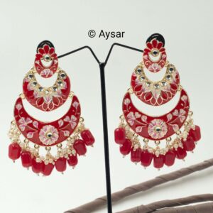 Meenakari Bali earrings queen Red