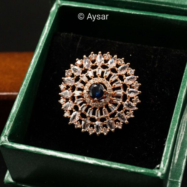 AD fingerring blue stone rose gold colour - Image 3