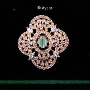 American daimond finger rings with stone emerald green
