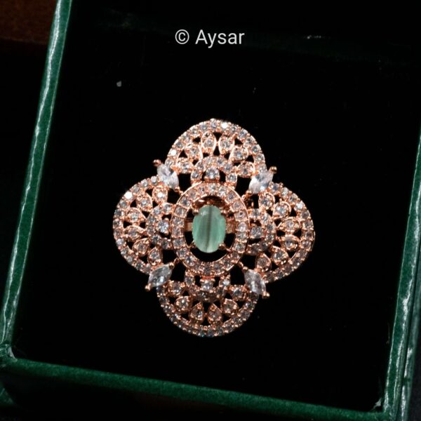 American daimond finger rings with stone emerald green - Image 3
