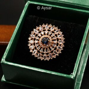 AD fingerring blue stone rose gold colour