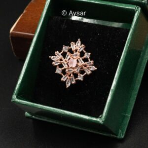 AD fingers rings pink stone rose gold