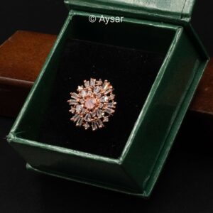 AD fingers rings pink stone rose gold