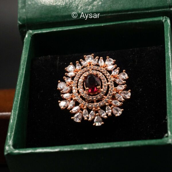 AD fingers ring red stone rose gold colour - Image 2