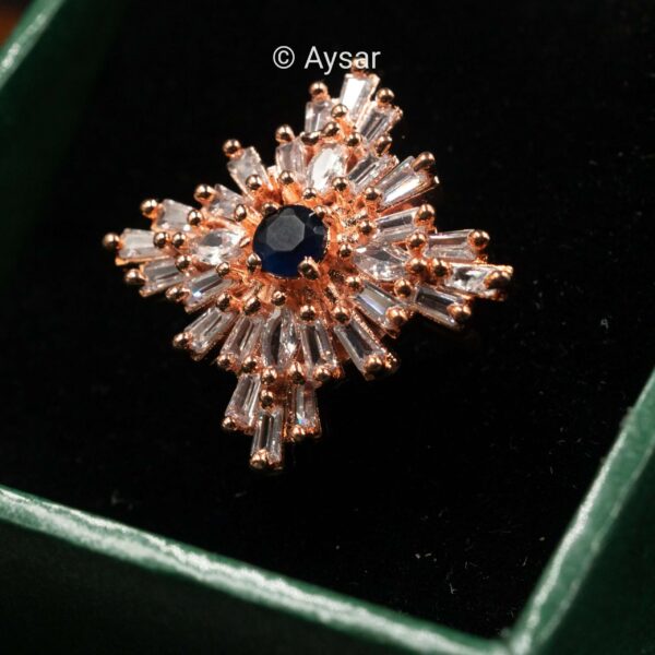 AD fingers rings black stone rose gold - Image 2