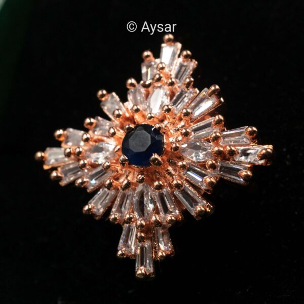 AD fingers rings black stone rose gold