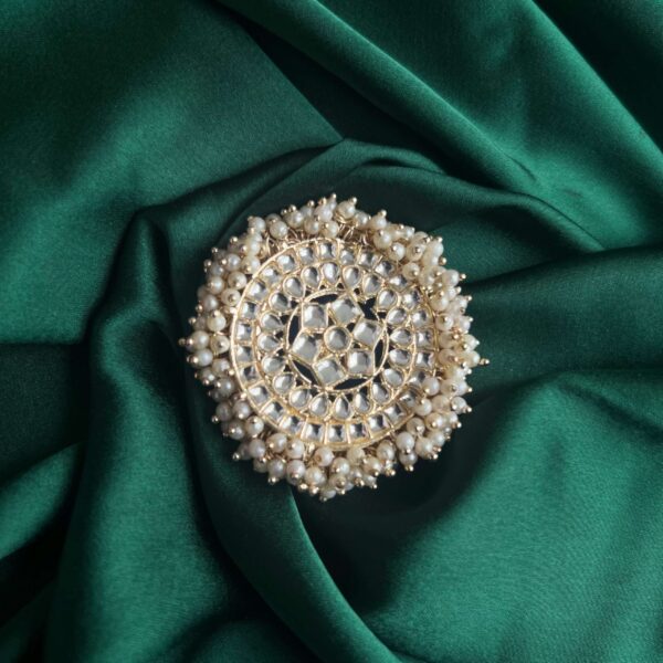 white beaded pearls finger ring jumbo - Image 3