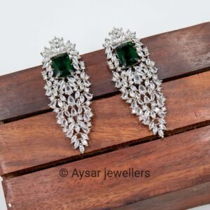 American daimond royal style earrings long dark green colour