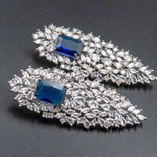 American daimond royal style earrings long royal blue - Image 2