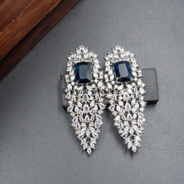 American daimond royal style earrings long royal blue - Image 3
