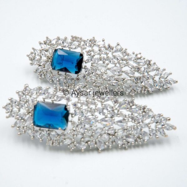 American daimond royal style earrings long royal blue - Image 4