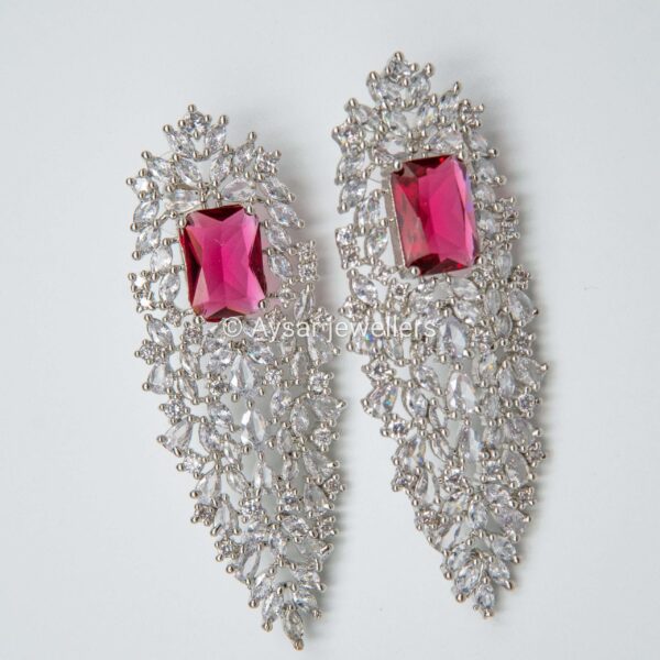 American daimond royal style earrings long magenta colour