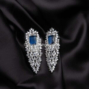 American daimond royal style earrings long royal blue