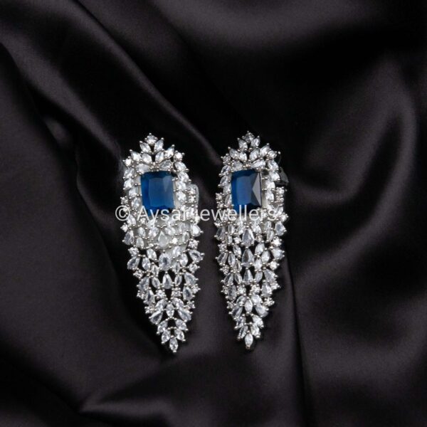 American daimond royal style earrings long royal blue