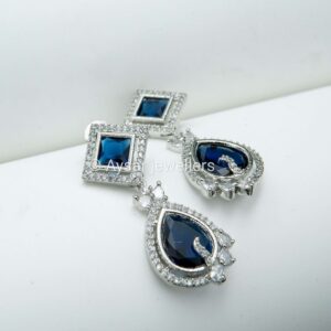 American diamond earrings blue with stones