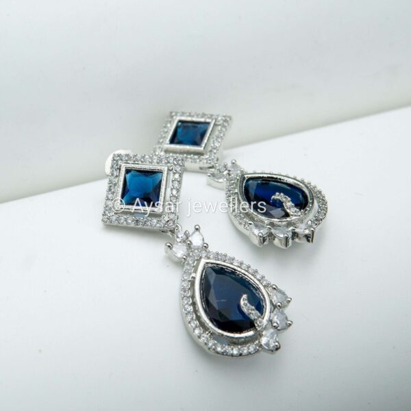 American diamond earrings blue with stones