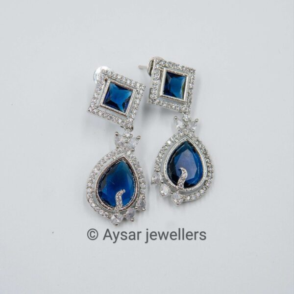 American diamond earrings blue with stones - Image 2