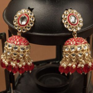 Meenakari jhumka Red