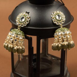 Meenakari jhumka  henna green